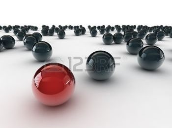 10148226-one-unique-red-ball,-among-other-black